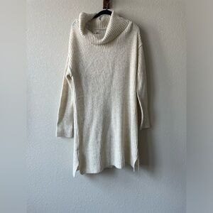 Nordstrom Caslon NWT Oatmeal Beige Cowl Neck Sweater Dress Size L